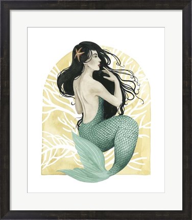 Framed Deco Mermaid II Print