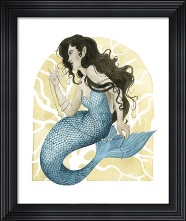 Framed Deco Mermaid III Print