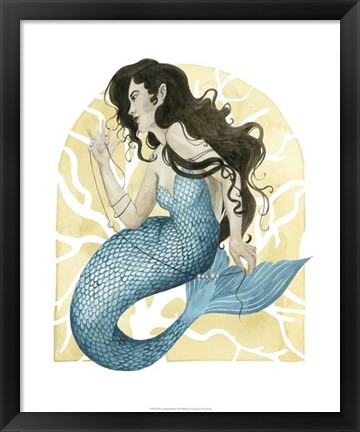 Framed Deco Mermaid III Print