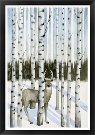 Framed Deer in Snowfall I Print