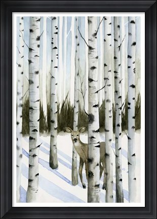 Framed Deer in Snowfall II Print