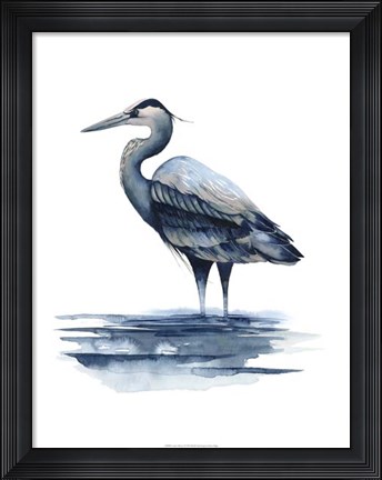 Framed Azure Heron I Print