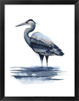 Framed Azure Heron I Print