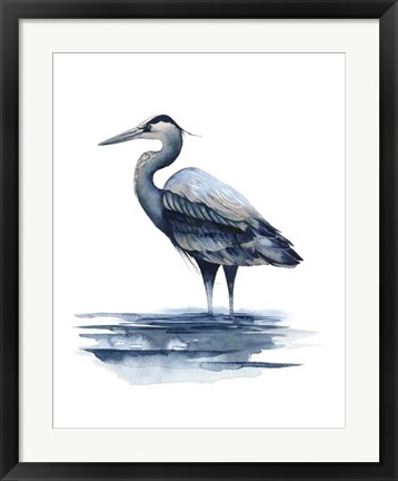Framed Azure Heron I Print