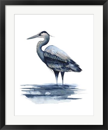 Framed Azure Heron I Print