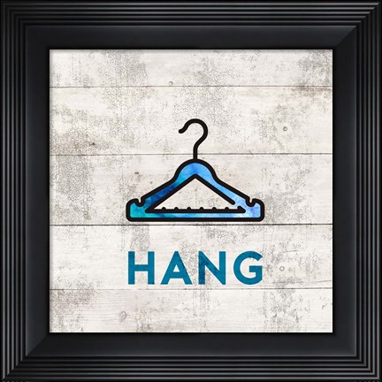 Framed Laundry Sign White Wood Background - Hang Print