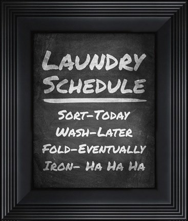 Framed Laundry Schedule Chalkboard Print