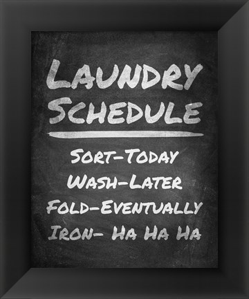 Framed Laundry Schedule Chalkboard Print