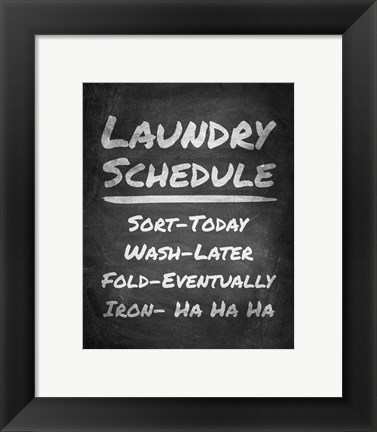 Framed Laundry Schedule Chalkboard Print