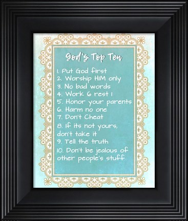Framed God&#39;s Top Ten Blue and Gold Design Print
