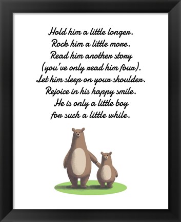 Framed Hold Him A Little Longer Bear And Cub White Print