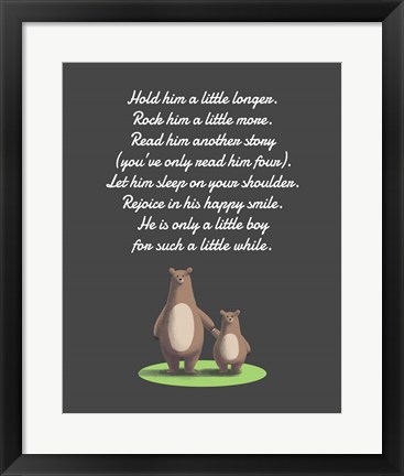 Framed Hold Him A Little Longer Bear And Cub Gray Print