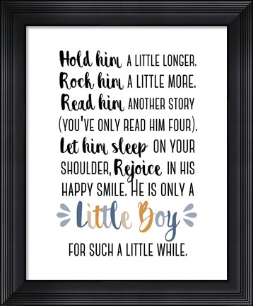 Framed Hold Him A Little Longer Blue Palette Print