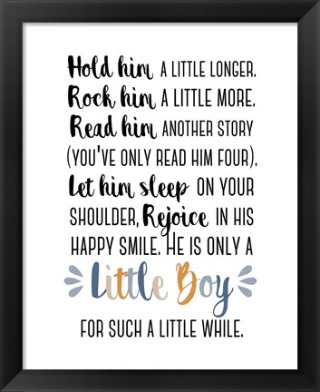 Framed Hold Him A Little Longer Blue Palette Print