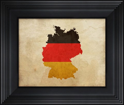 Framed Map with Flag Overlay Germany Print