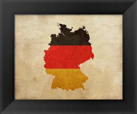 Framed Map with Flag Overlay Germany Print