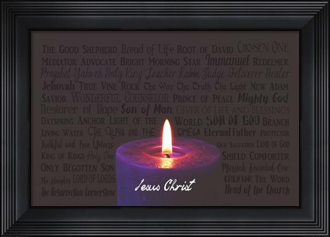 Framed Names of Jesus Purple Candle Print