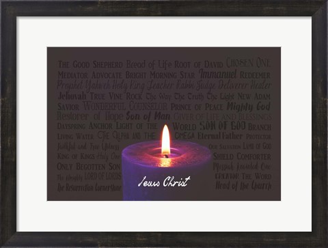 Framed Names of Jesus Purple Candle Print