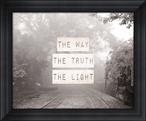 Framed Way The Truth The Light Railroad Tracks Black and White Print