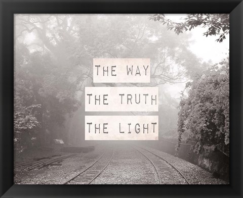 Framed Way The Truth The Light Railroad Tracks Black and White Print