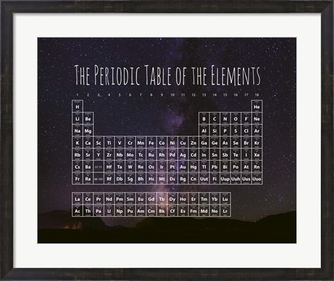 Framed Periodic Table Of The Elements Night Sky Purple Print