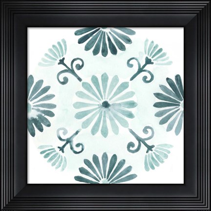 Framed Aqua Medallions I Print