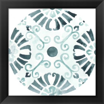 Framed Aqua Medallions V Print