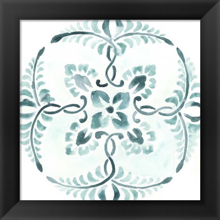 Framed Aqua Medallions VI Print