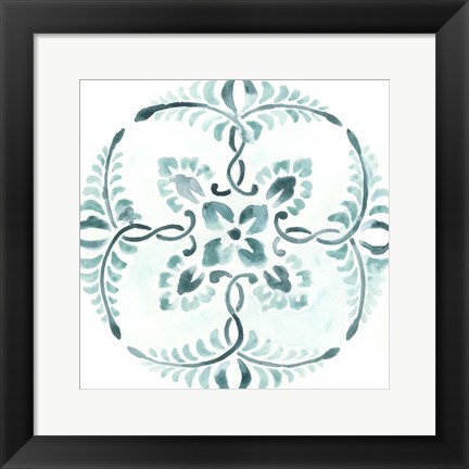 Framed Aqua Medallions VI Print