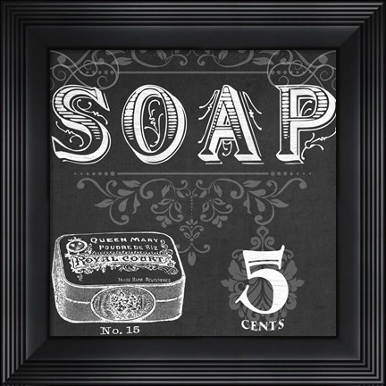 Framed Chalkboard Bath Signs I Print
