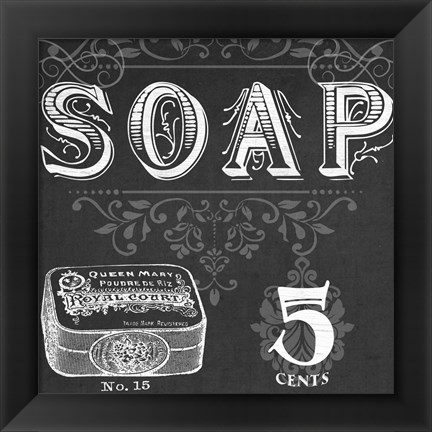 Framed Chalkboard Bath Signs I Print