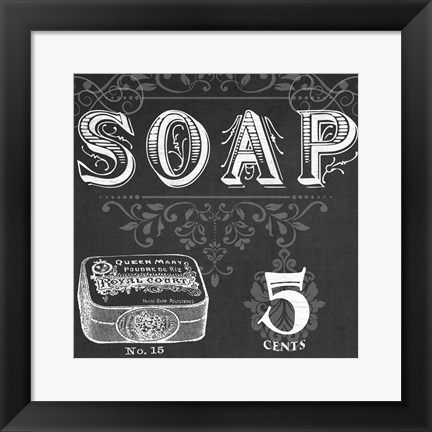 Framed Chalkboard Bath Signs I Print