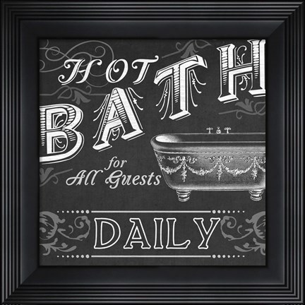 Framed Chalkboard Bath Signs II Print