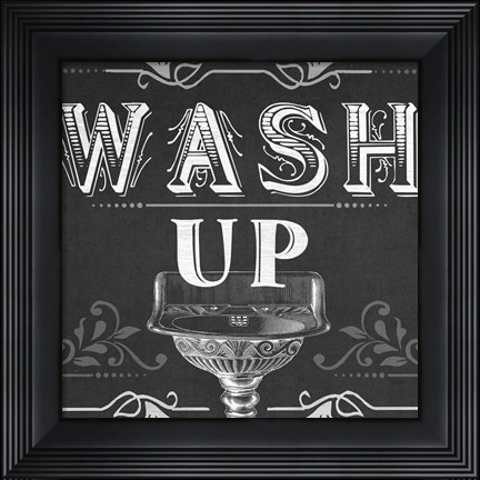 Framed Chalkboard Bath Signs III Print