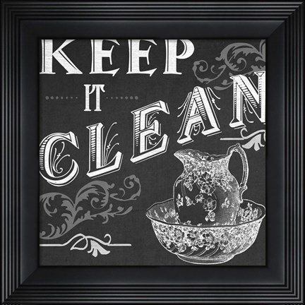 Framed Chalkboard Bath Signs IV Print