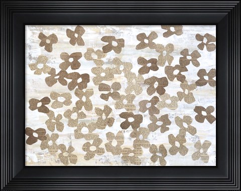 Framed Stenciled Posies I Print