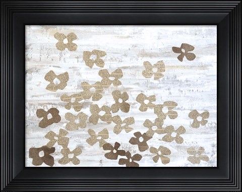 Framed Stenciled Posies II Print