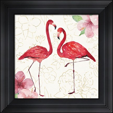 Framed Tropical Fun Bird IV with Gold Print