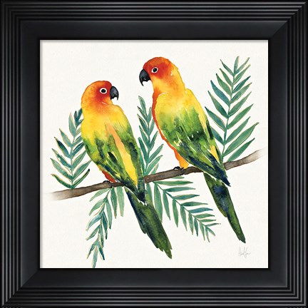 Framed Tropical Fun Bird III Leaves Print