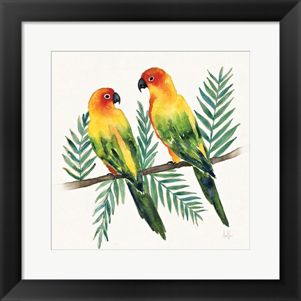 Framed Tropical Fun Bird III Leaves Print