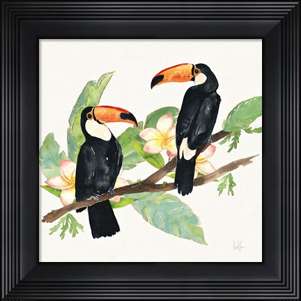 Framed Tropical Fun Bird I Leaves Print