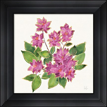 Framed Tropical Fun Flowers IV with Gold Print