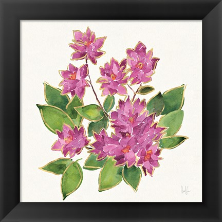 Framed Tropical Fun Flowers IV with Gold Print