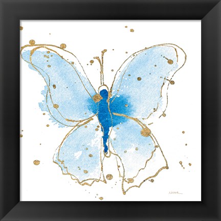 Framed Gilded Butterflies V Print