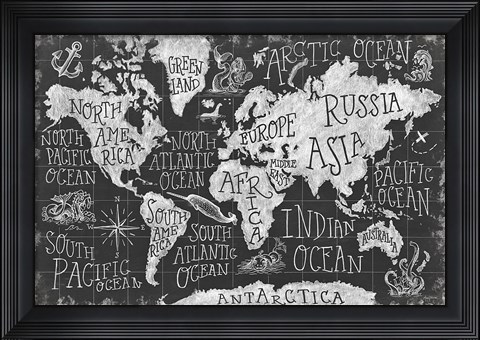 Framed Mythical Map I Print
