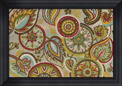 Framed Elegant Mandalas Dark Green Print