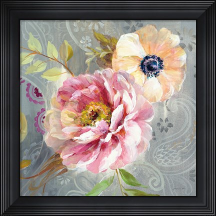 Framed Peonies and Paisley III Print