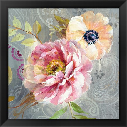 Framed Peonies and Paisley III Print