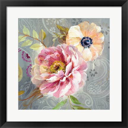 Framed Peonies and Paisley III Print