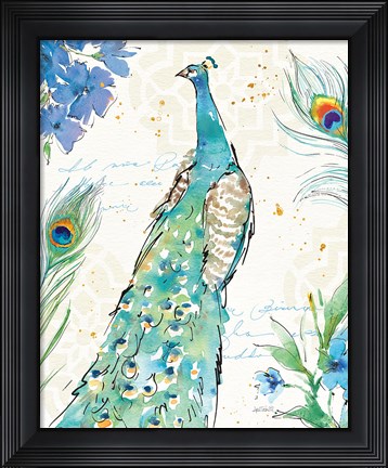 Framed Peacock Garden I Print